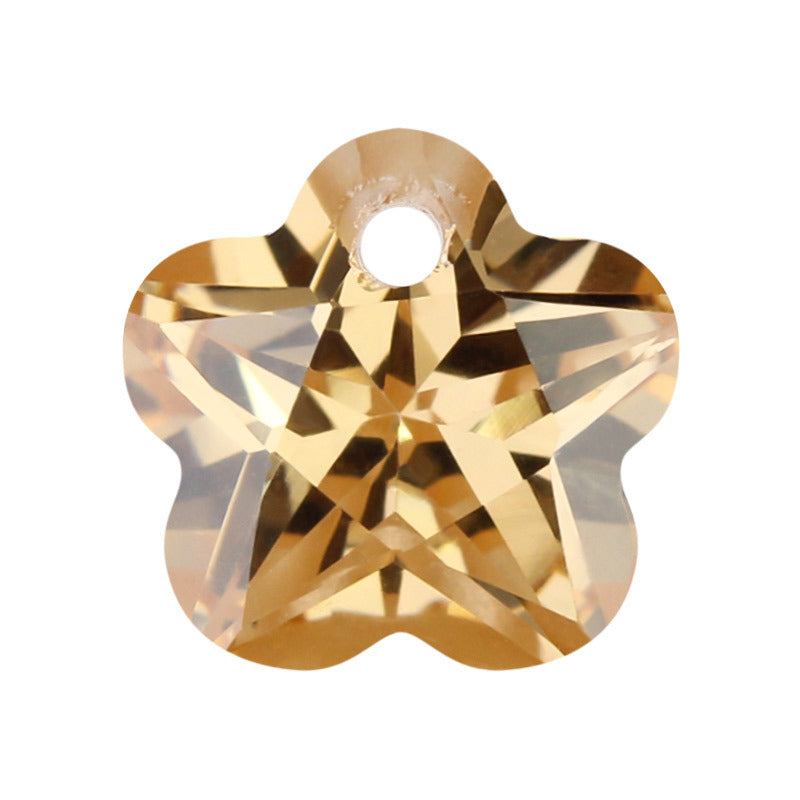 单孔五角梅花形香槟色锆石裸石 人造皓石CZ仿钻饰品批发
