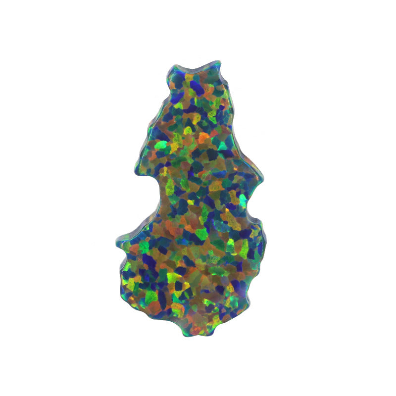 合成澳宝欧泊石OPAL 地图形单孔耳钉素面戒面项链OP35