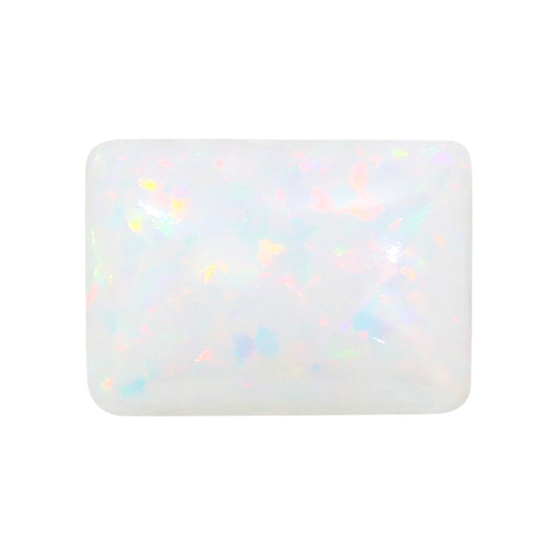 长方直角合成欧泊石 白色人造澳宝平底戒面镶嵌裸石OP18