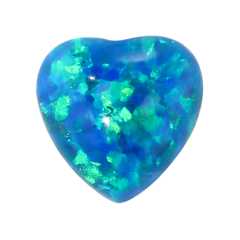 心形合成澳宝欧泊石戒面平底桃心形人造OPAL蛋白石OP36