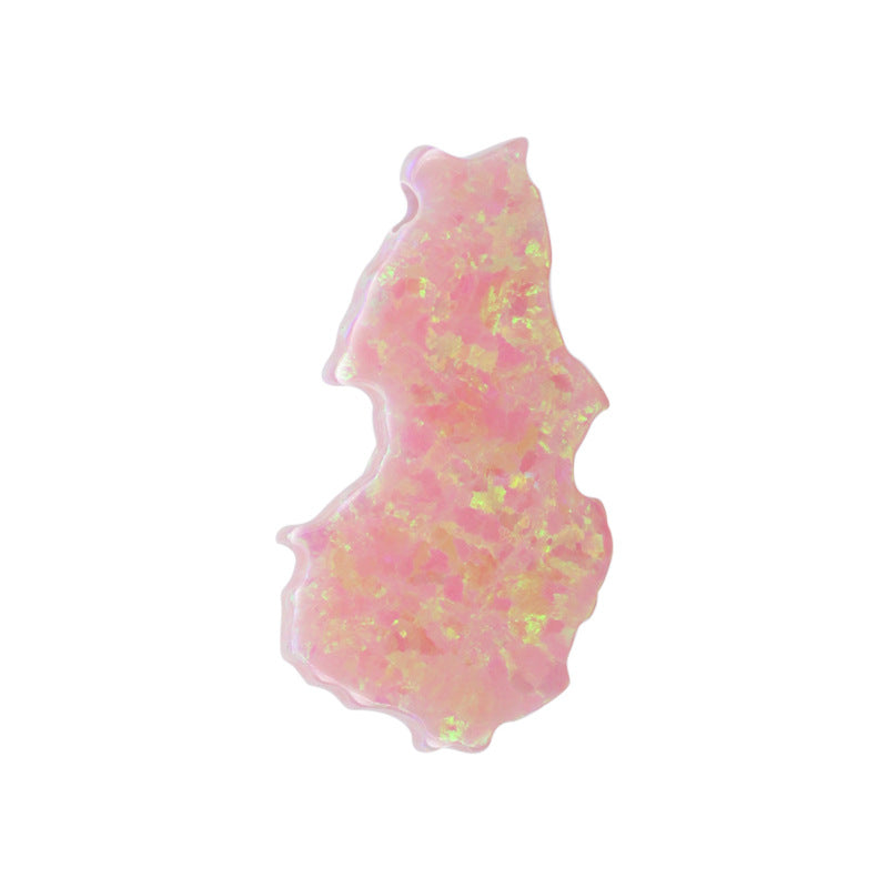 合成澳宝欧泊石OPAL浅粉色 地图形饰品素面戒面项链OPO8