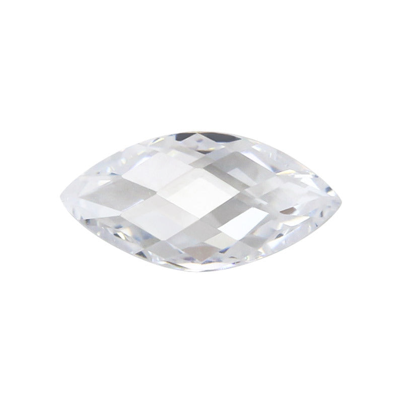马眼形双龟面白色锆石裸石 无色透明人造CZ钻石树叶形