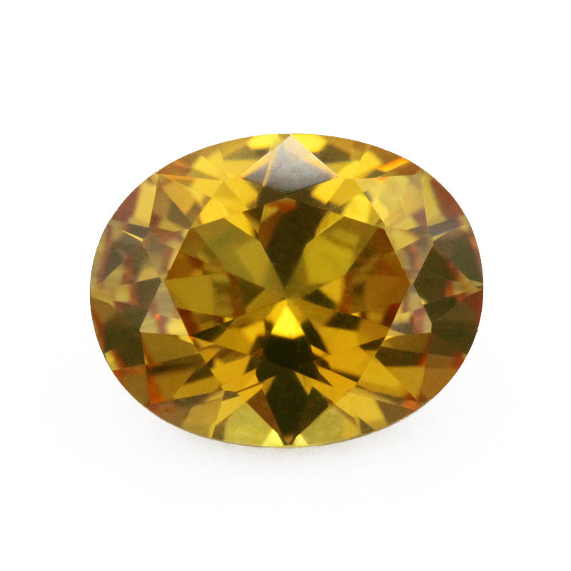 蛋形22#黄刚玉裸石批发 椭圆形黄色刚玉合成黄宝石戒面