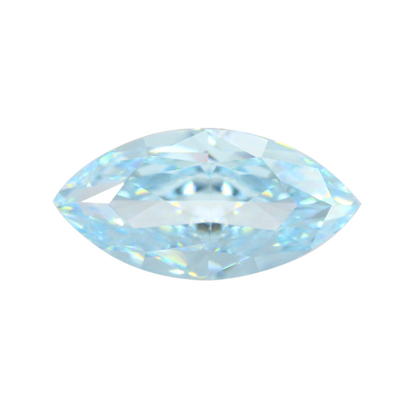 9A马眼形冰花切浅蓝色高碳钻 树叶型锆石CZ裸石戒面主