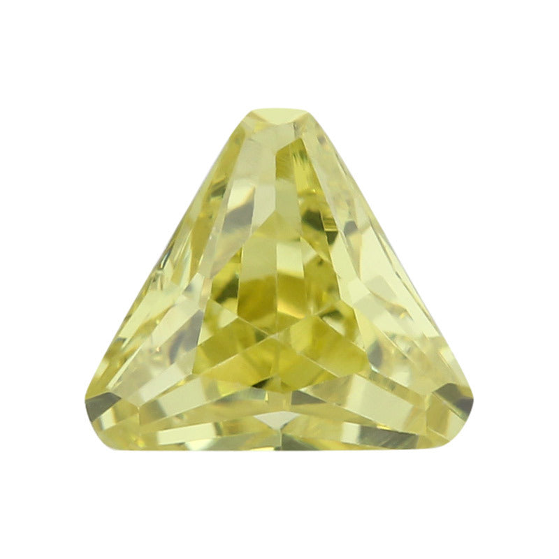橄榄黄色三角形倒角锆石裸石 倒三角人造CZ皓石戒面镶嵌