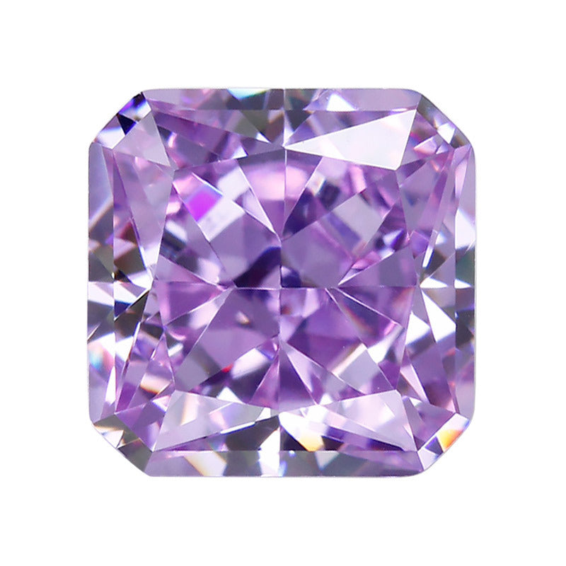 9A冰花切正方倒角高碳钻 小八角形紫色 锆石CZ裸石戒面