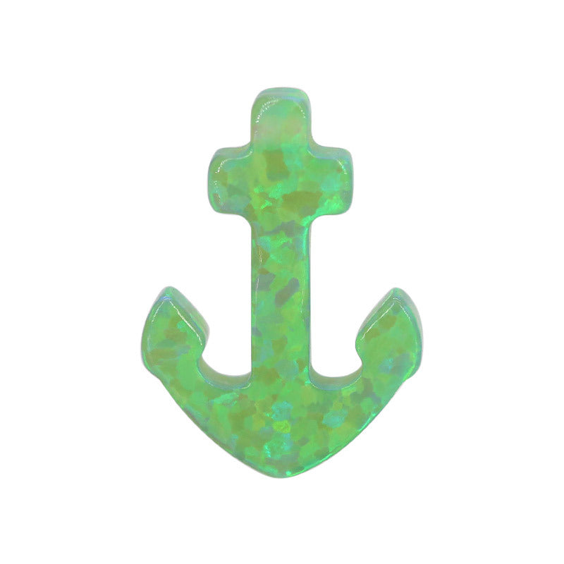 合成澳宝欧泊石OPAL 船锚耳钉素面镶嵌裸石戒面项链OP11