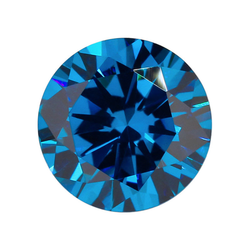 圆形深海蓝锆裸石戒面 人造尖底合成立方氧化锆CZ皓石5A