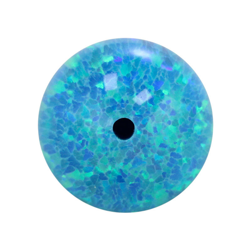 半孔球形OPAL仿欧泊石裸石 合成圆珠澳宝穿刺饰品#T-1