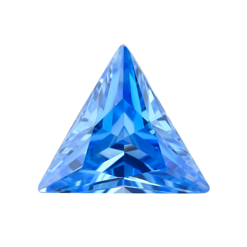 三角形直角高温海蓝锆裸石批发 直三角尖底戒面CZ皓石