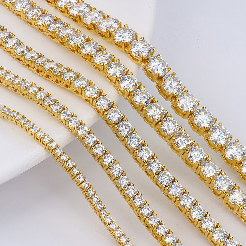 银网球项链女款莫桑石网球链简约高级感首饰项饰品女