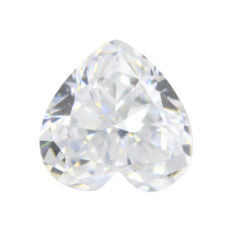 9A心形冰花切高碳钻 白色锆石裸石戒面主石