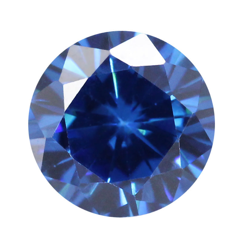圆形兰锆戒面裸石尖底钻 中宝蓝锆人造CZ蓝宝石皓石主石