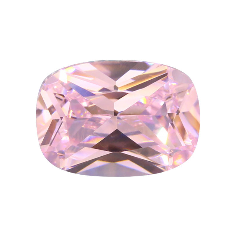 5A浅粉红肥长方形锆石裸石批发 尖底桃粉色人造钻宝石