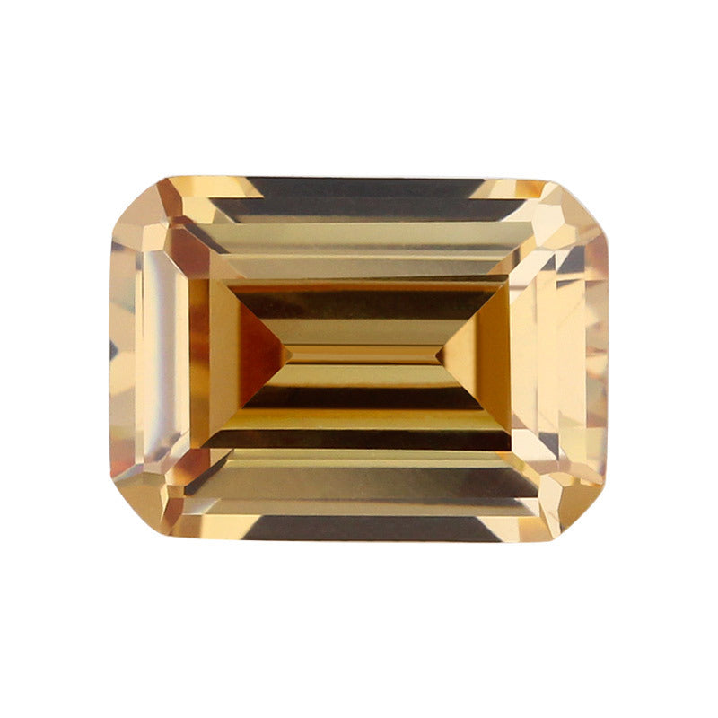 长方形倒角车平香槟色锆石裸石 祖母绿切割合成皓石首饰