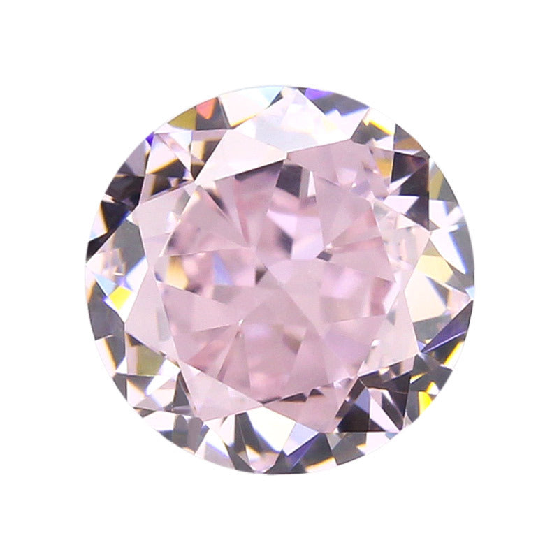 9A圆形浅粉色冰花切高碳钻 锆石裸石戒面主石人造CZ宝石