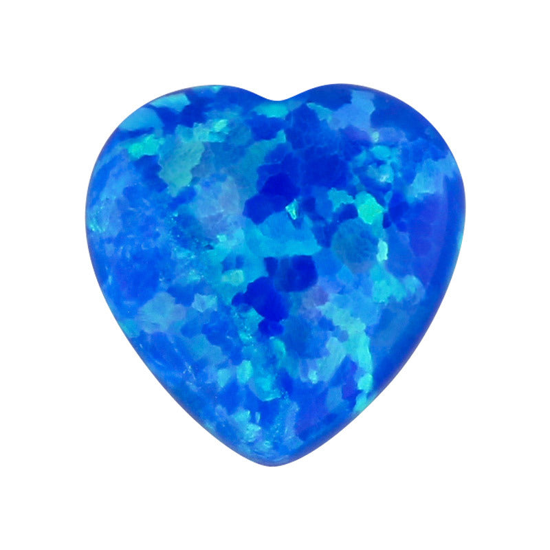 心形平底合成澳宝欧泊石裸石 人造OPAL蓝欧泊桃心形OP05