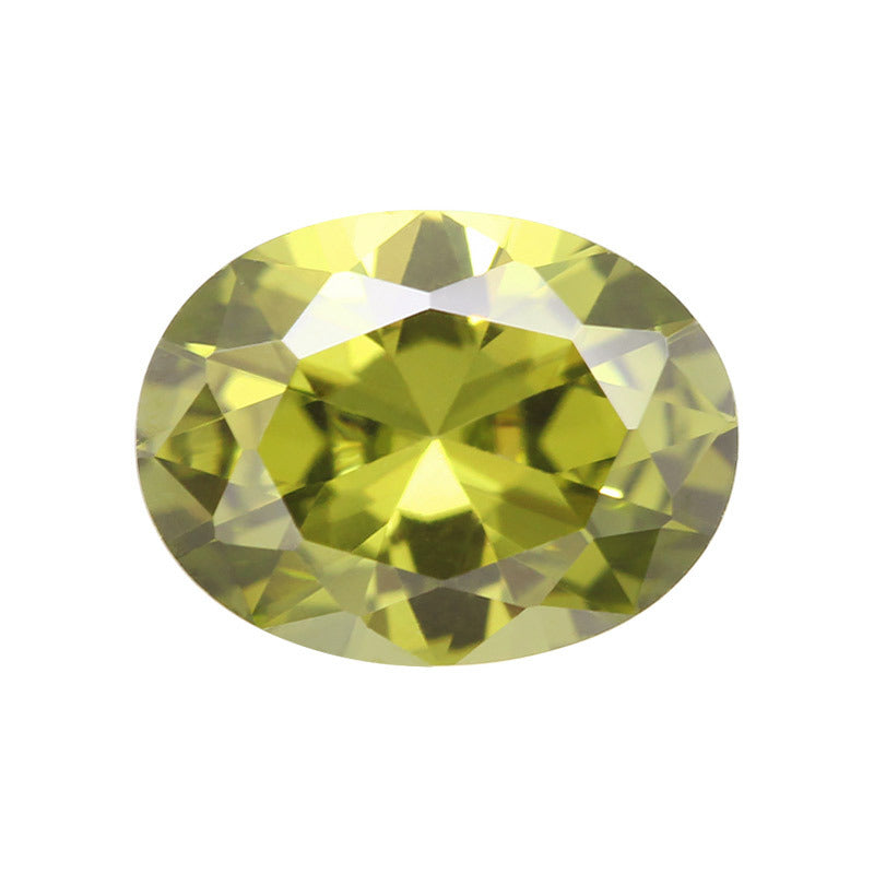 浅橄榄绿色蛋形锆石裸石 椭圆形人造CZ皓石批发 AAA彩色