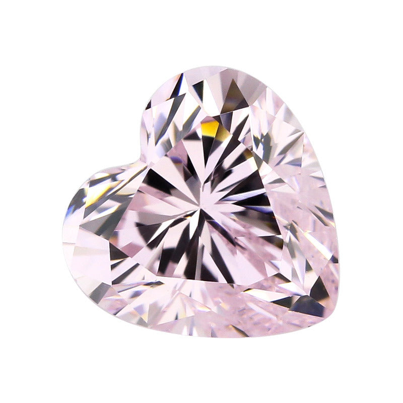 9A心形浅粉红色锆石裸石戒面 人造合成立方氧化锆CZ批发