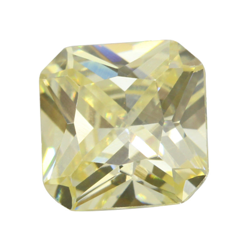 正方形倒角鹅黄色锆石CZ裸石 AAA彩色皓石饰品戒面批发