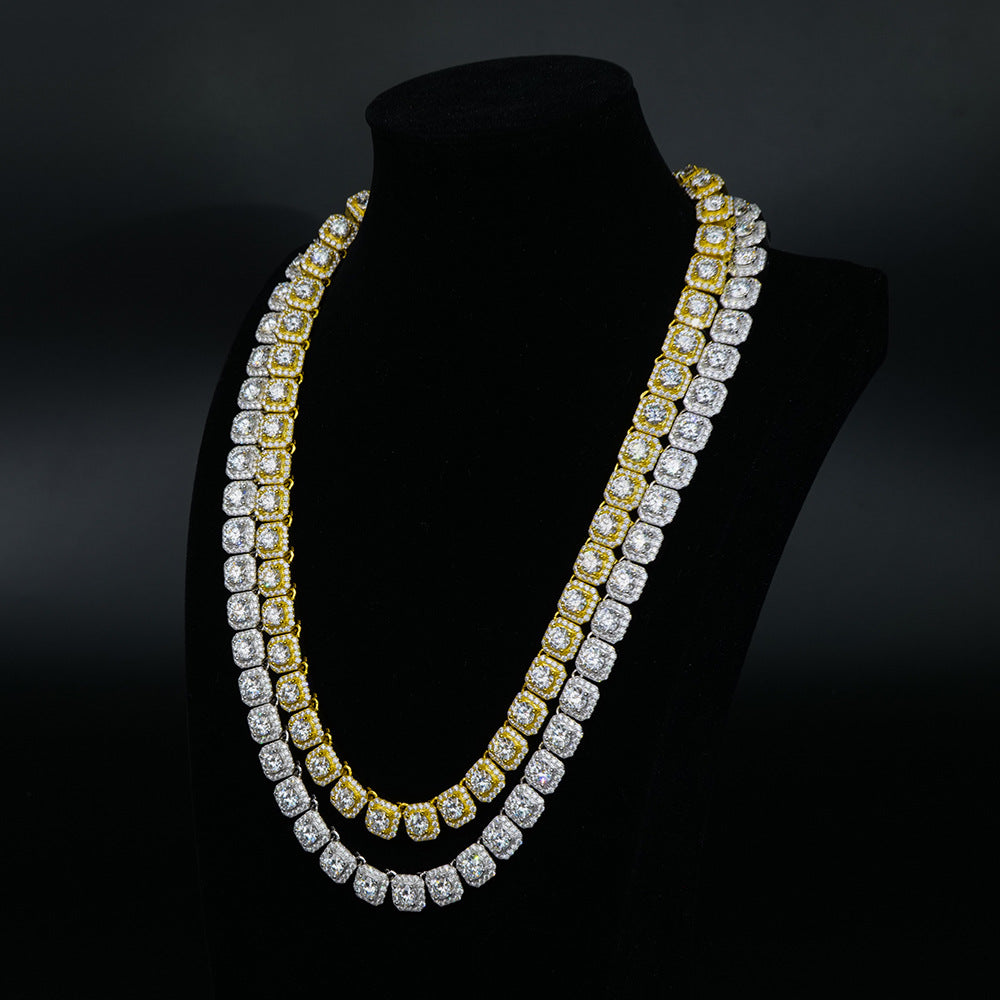 跨境2025新款方糖古巴手链高级感莫桑石围镶男女情侣礼物轻奢满圈