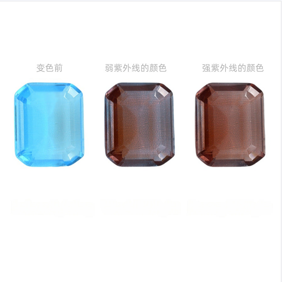 玻璃和水晶合成 光变彩宝 长方倒角切割 变色彩宝 蓝变