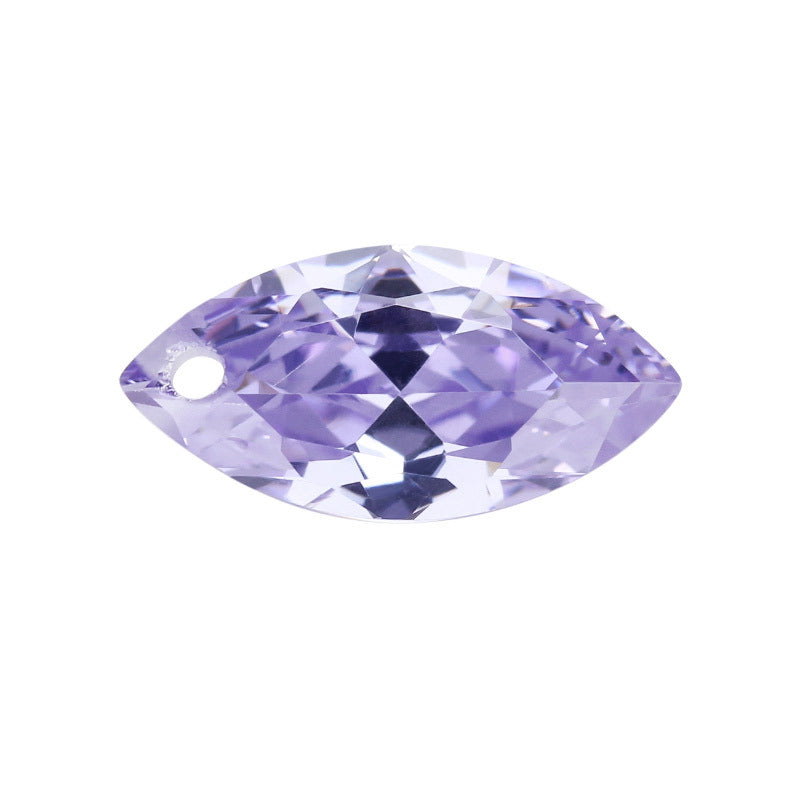 单孔马眼变兰锆石CZ宝石裸石戒面 树叶形带孔变蓝锆耳环