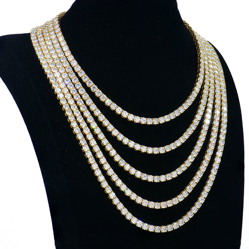 5mm跨境新品5mm香槟色网球项链嘻哈爆款ins风男士饰品