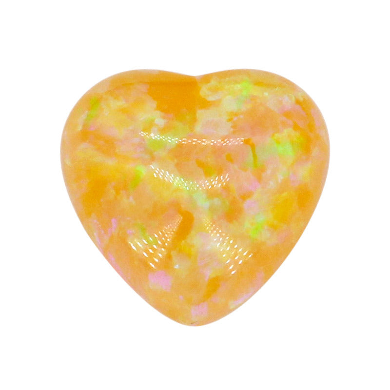 心形平底合成澳宝欧泊石裸石 人造OPAL黄欧泊桃心形#16C