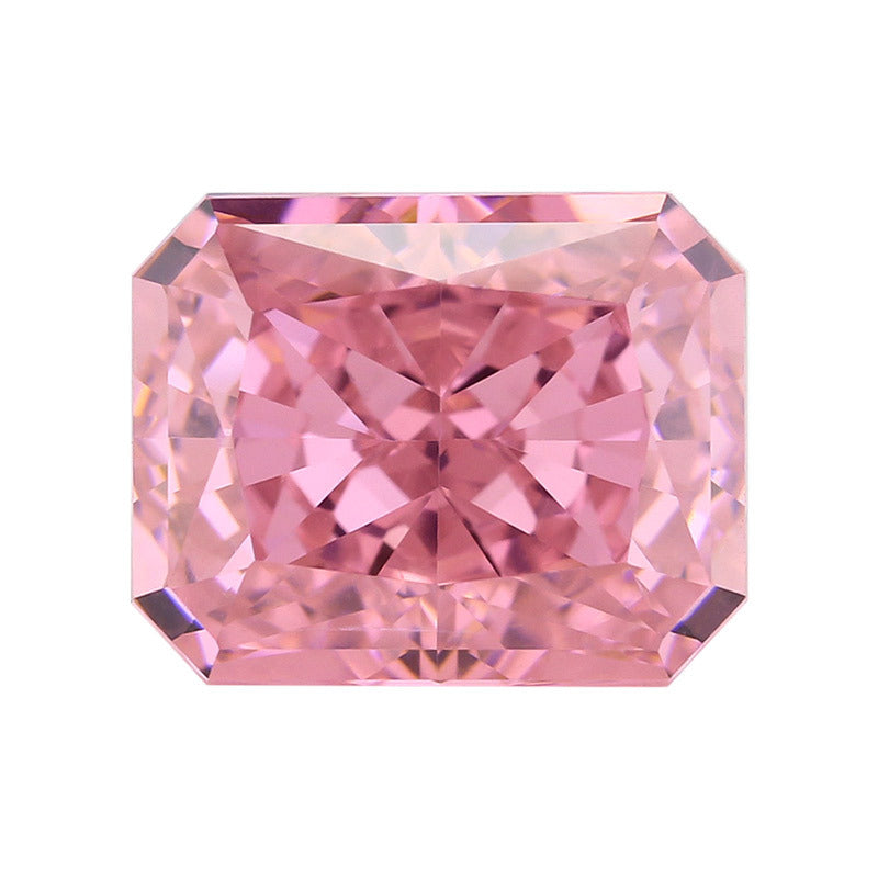 9A长方倒角冰花切粉红锆石高碳钻 小八角形锆石CZ裸石戒