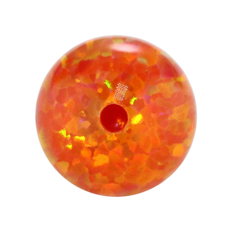 半孔球形OPAL仿欧泊石宝石 人造合成圆珠澳宝橙色OP30