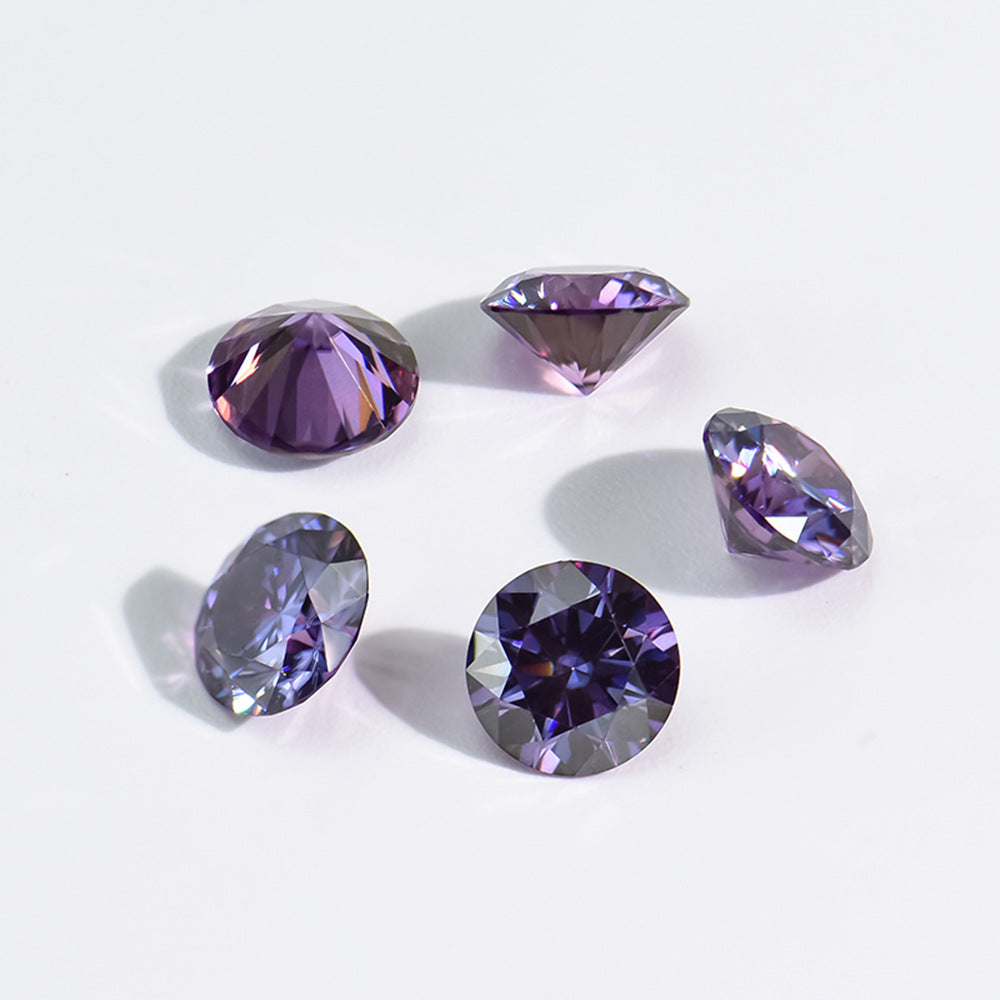 梧州厂家培育宝石彩色莫桑石紫蓝裸石现货批发人造配石圆形