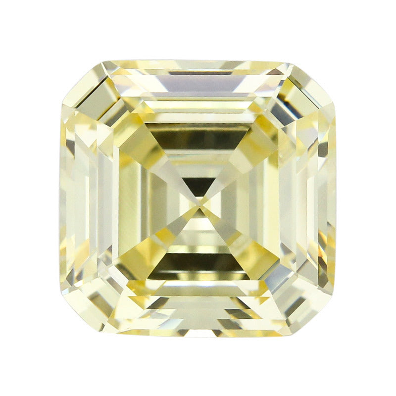 正方形倒角宝塔鹅黄锆石裸石批发 柠檬黄人造CZ宝石戒面