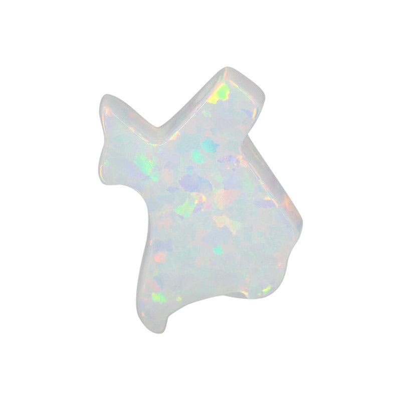 合成澳宝欧泊石OPAL 几何形素面镶嵌裸石戒面项链#17B