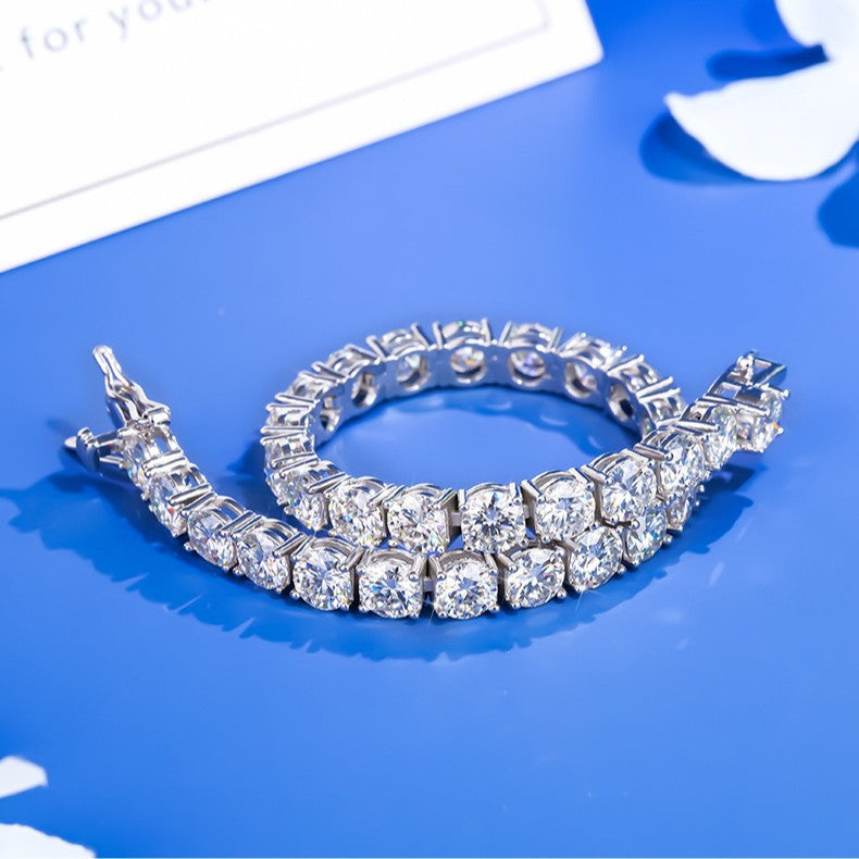 5mm莫桑石手链女生经典四爪满镶网球链跨境男手饰源头厂家代发