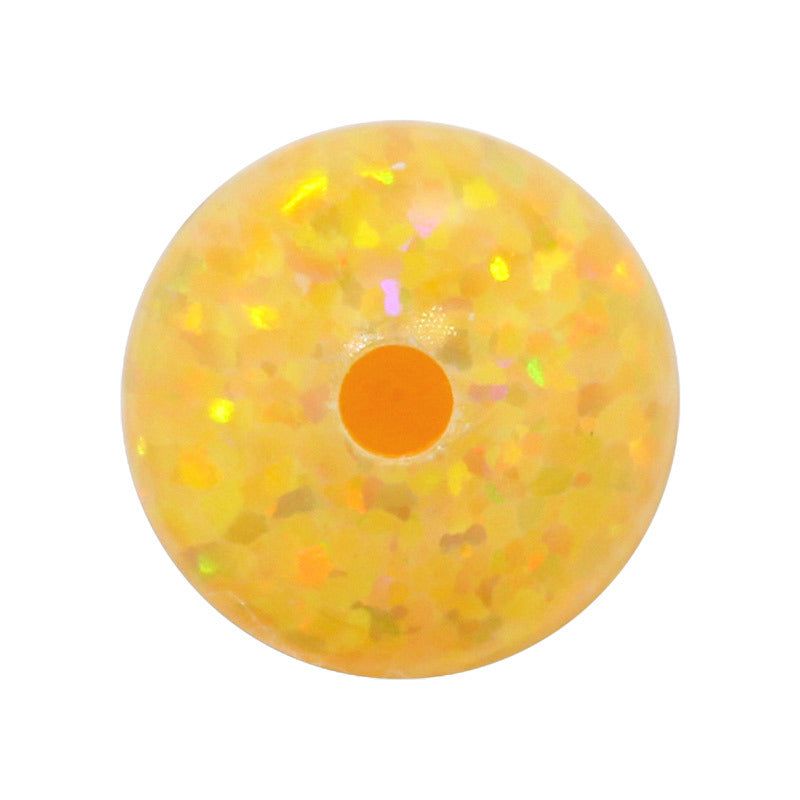 半孔球形OPAL仿欧泊石宝石裸石 人造圆珠子澳宝黄色#54