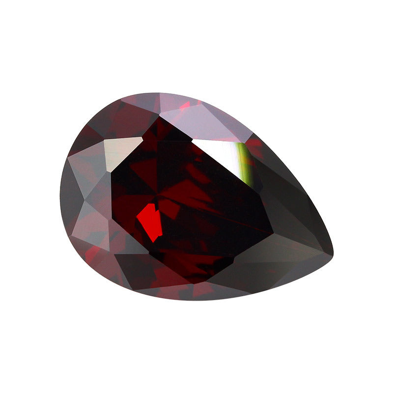 梨形深石榴红色锆石裸石批发 水滴形人造红宝石戒面批发