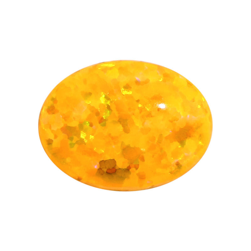 蛋形OPAL合成欧泊石裸石深黄色平底椭圆形人造澳宝#57