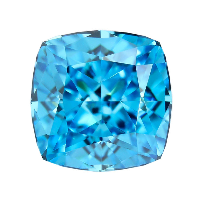 9A冰花切海蓝肥正方锆石裸石 高碳钻形锆石戒指宝石钻