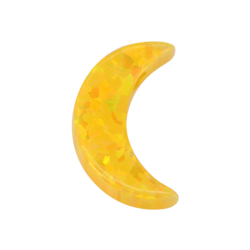 合成澳宝欧泊石OPAL 几何月亮黄色耳钉吊坠戒面项链#54