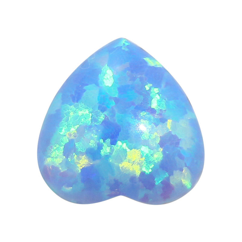 桃心形合成澳宝欧泊石裸石 人造OPAL蓝色蛋白石戒面OP06