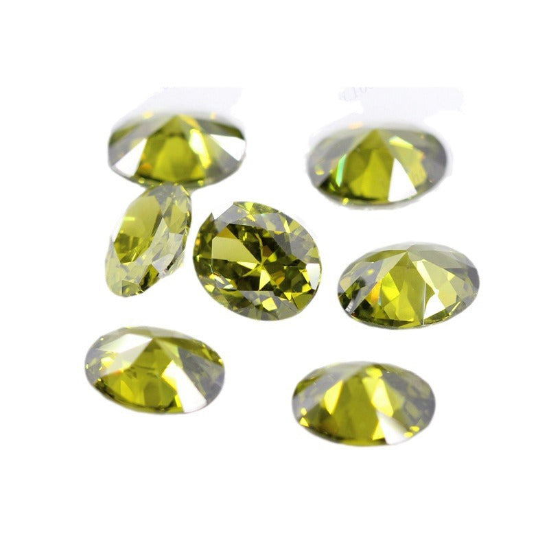 橄榄绿色蛋形锆石裸石 椭圆形人造CZ皓石钻批发 AAA彩色