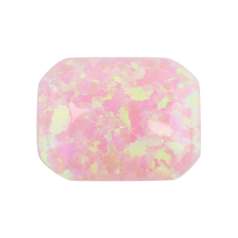 长方倒角平底素面人造欧泊石 粉色合成澳宝OPAL裸石OP08