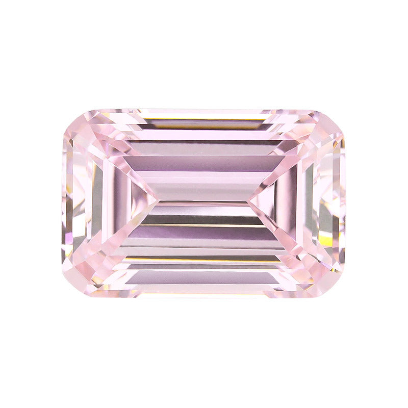 5A长方形倒角车平宝塔浅粉红色锆石裸石 人造宝石戒面