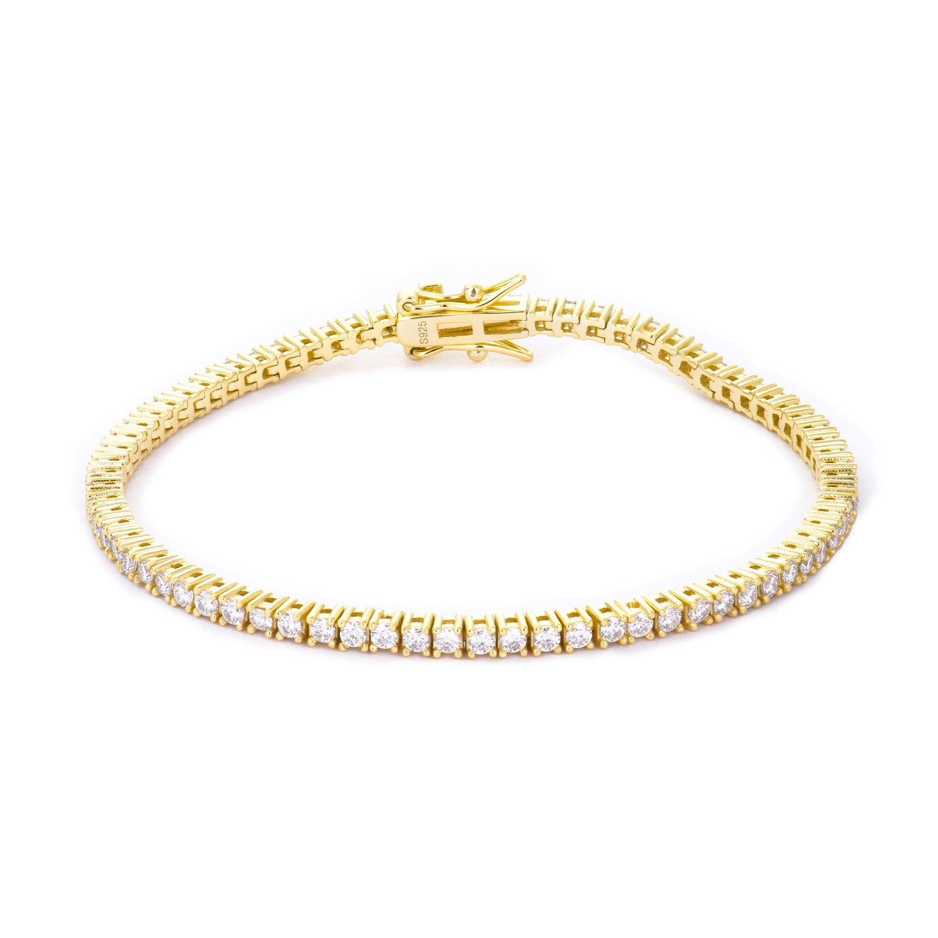 925银镶嵌莫桑石网球手链女2mm细轻奢极简男女情侣高级感网球链