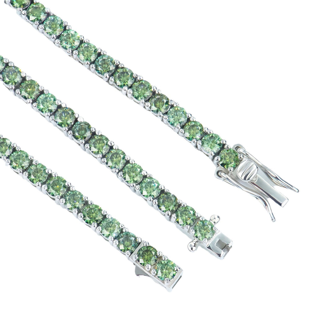 6mm跨境首饰S925银莫桑石绿色网球项链圆形单排经典源头厂家代发