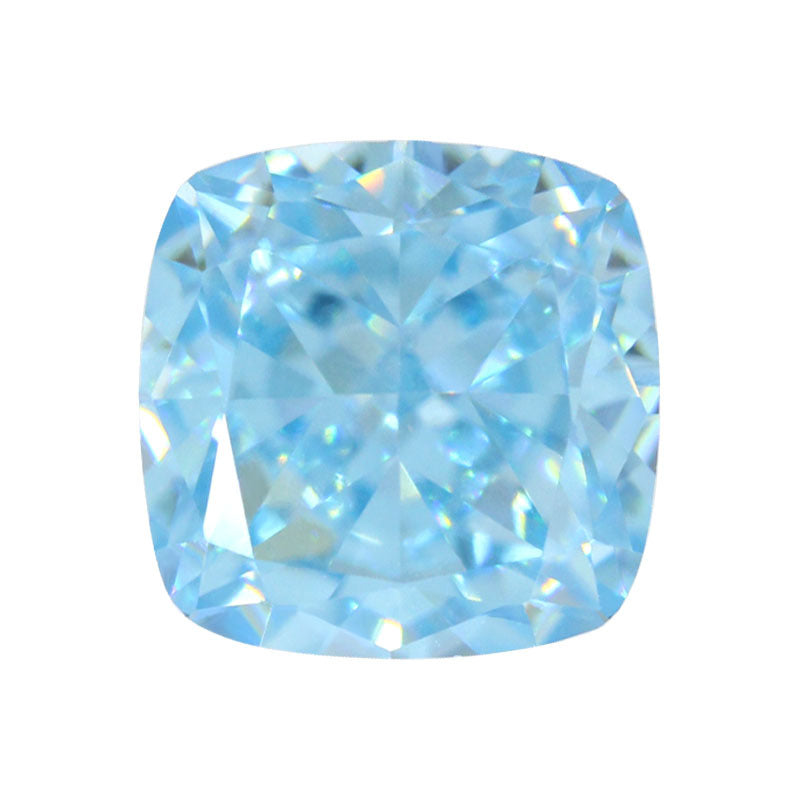 9A冰花切浅海蓝肥正方锆石裸石 高碳钻形锆石戒指宝石钻
