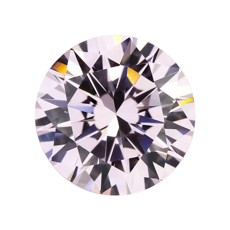 5A圆形浅粉红色锆石 裸石批发梧州尖底人造锆石cz皓石