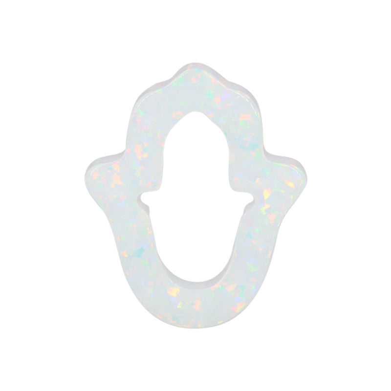 合成澳宝欧泊石OPAL 镂空手掌双孔素面裸石白色戒面OP17