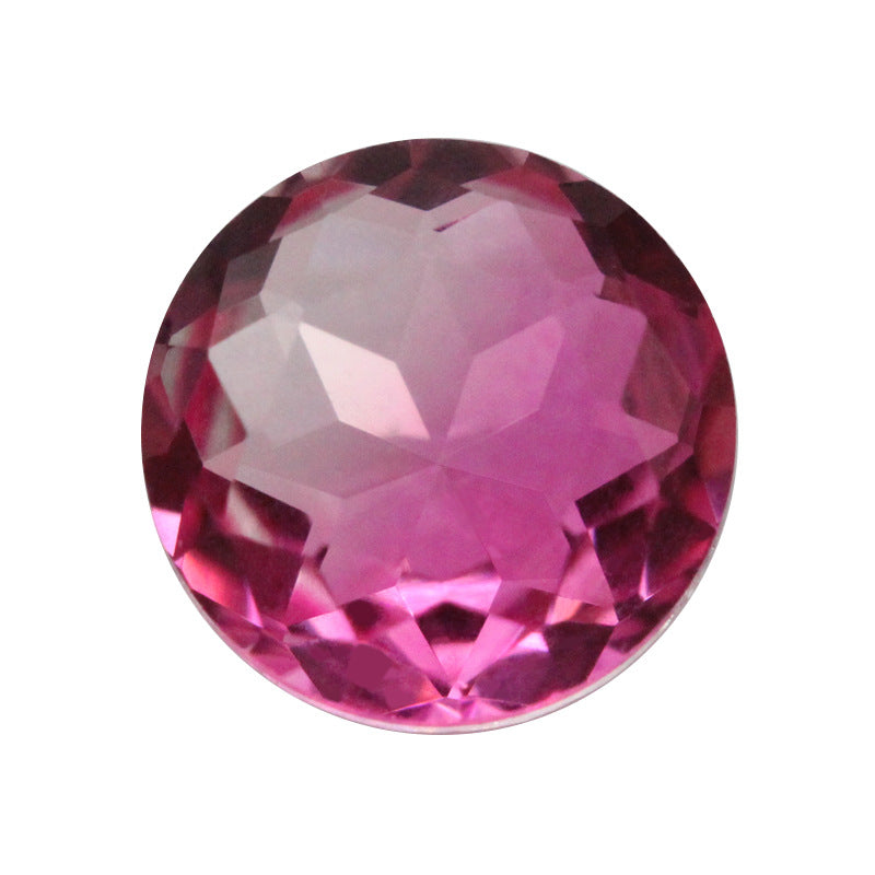 圆形西瓜碧玺玻璃裸石 合成宝石拼色戒指饰品主石BX08